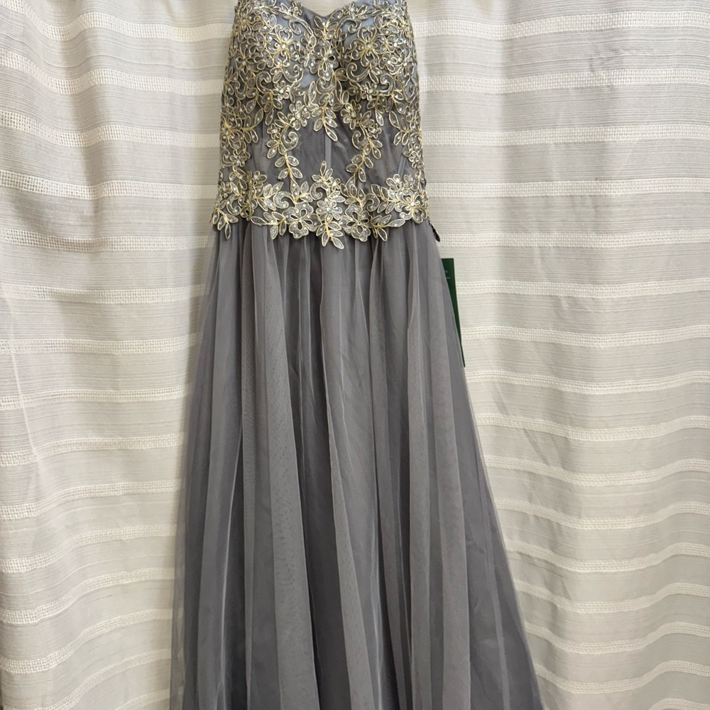 NWT Gray and Gold Gown
